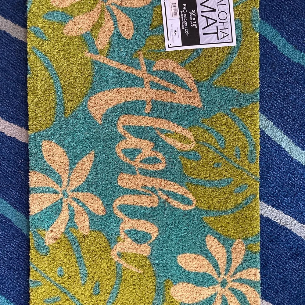 Aloha coconut husk mat with pvc backing door mat